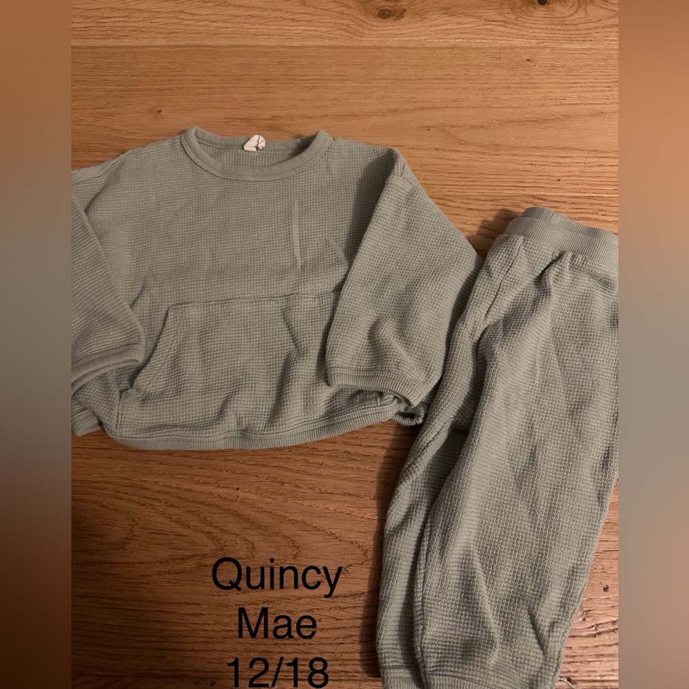 Quincy Mae Kids Matching Set in Sage Green